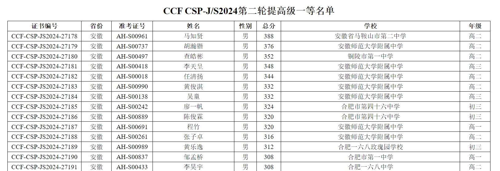 CSP-J/S2024第二轮评级规则